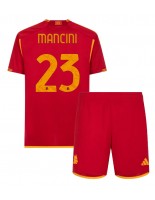 AS Roma Gianluca Mancini #23 Domácí dres pro děti 2023-24 Krátký Rukáv (+ trenýrky)